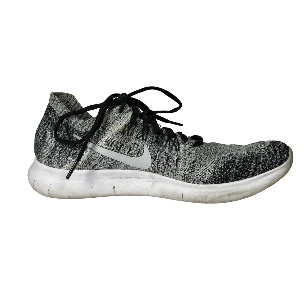 Nike Free RN Flyknit 2017 Running Shoes Womens Lightweight 10 Black Grey White
